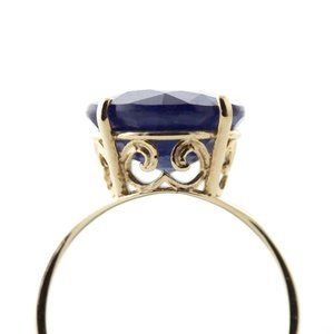14K GOLD RING WITH NATURAL 12.0 MM ROUND SAPPHIRE